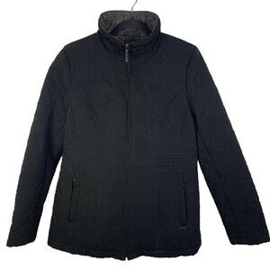 Gallery New York Jacket Women's Medium Petite Black Quilted Full Zip Pockets